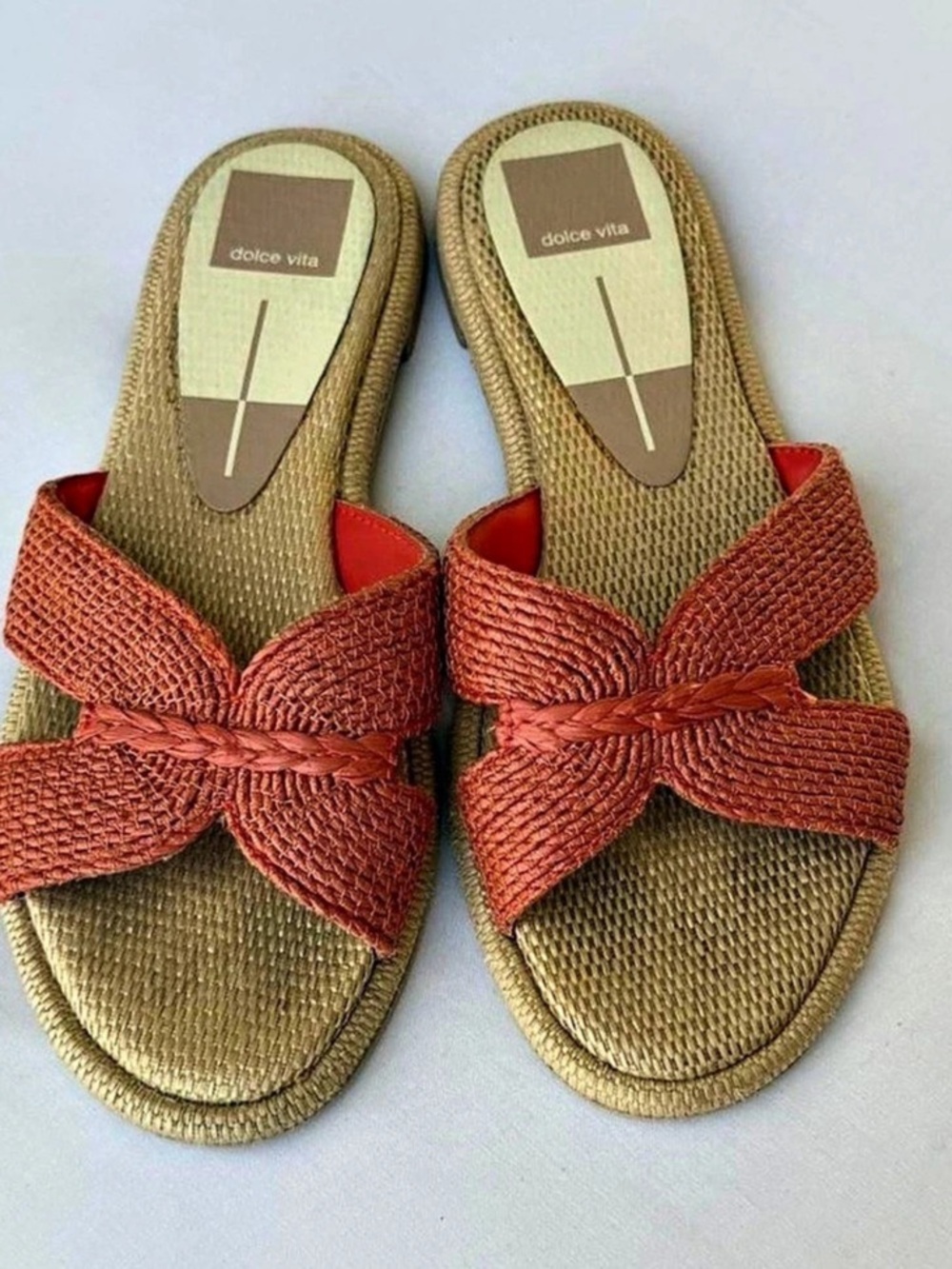 dolce vita Indy Flat Sandal Bow Slide Sandals in coral